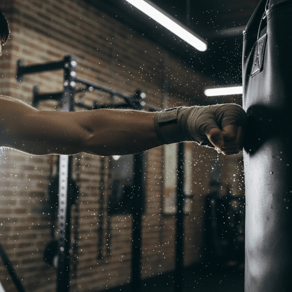 Heavy bag work during conditioning