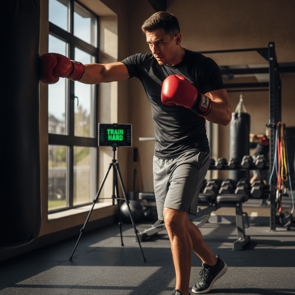 Boxing coach and athlete talking inside the ring during training